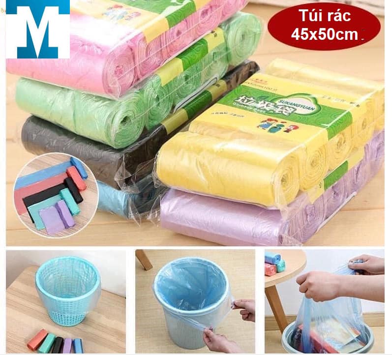 Túi đựng rác Tmark 45x50cm - 15 túi/cuộn - Set 5 cuộn - Kiện 250 gói