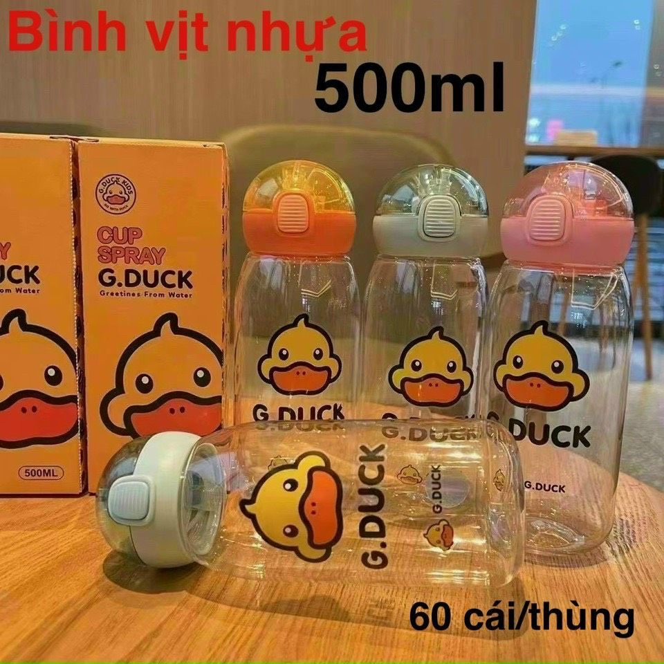 Bình nước nhựa con vịt Tmark 500ml - Dễ thương, đáng yêu, tiện lợi (Kiện 60 cái)