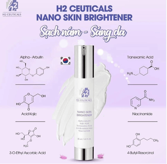 Kem dưỡng da H2 CEUTICALS nano skin brightener, trị nám hiệu quả, làm sáng da Tmark