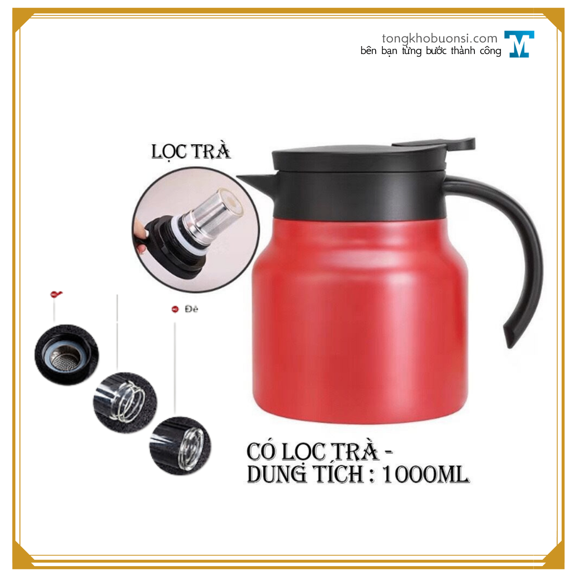 Bình trà Inox 1000ml Tmark (Kiện 40 cái)