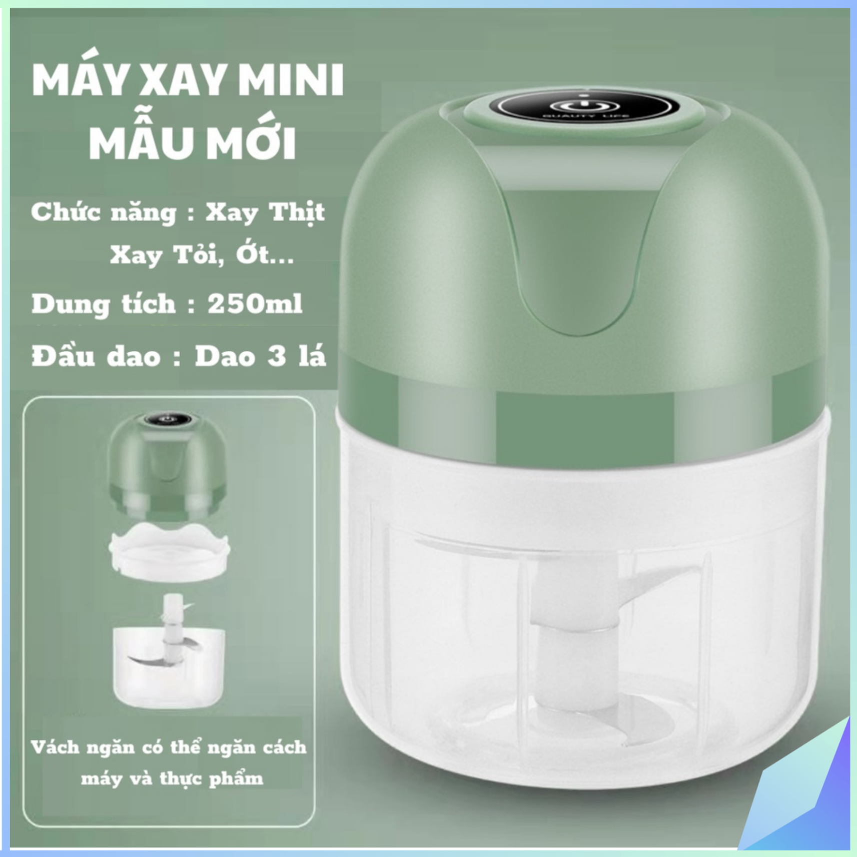 Máy xay tỏi điện đa năng 250ml (Kiện 100 cái)