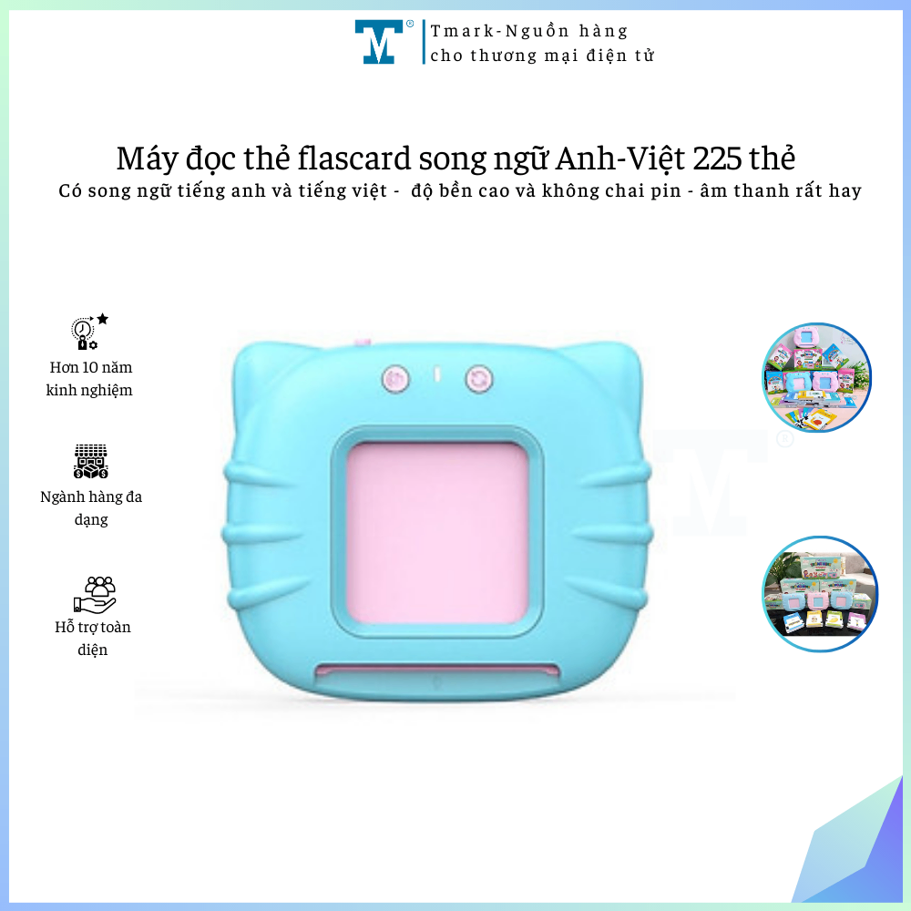 Máy đọc thẻ flascard song ngữ Anh-Việt Tmark hỗ trợ học tập hiệu quả 225 thẻ (45 cái/kiện)