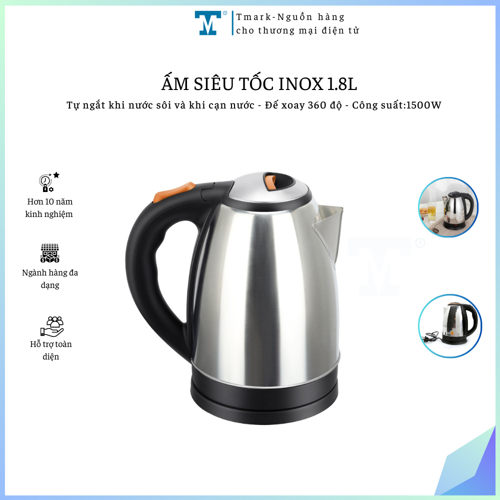 Ấm siêu tốc inox 1.8L Tmark (Kiện 24 cái)