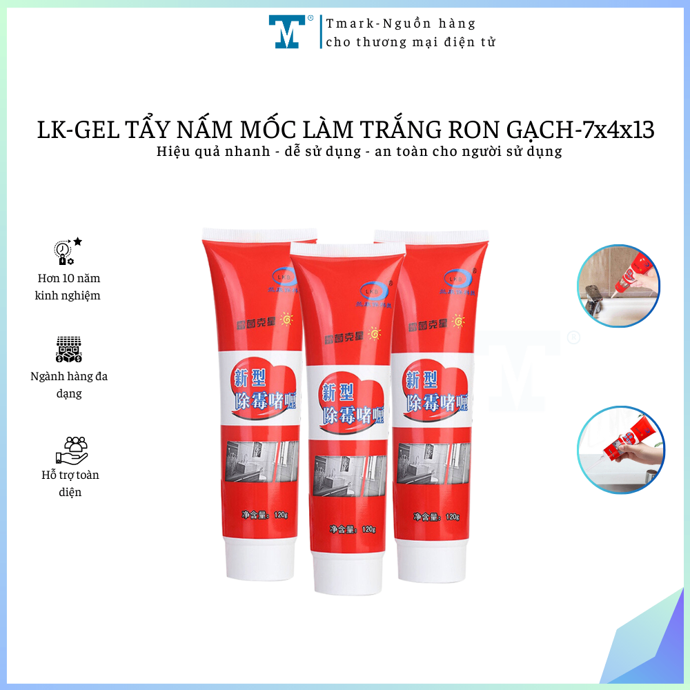 GEL TẨY NẤM MỐC LÀM TRẮNG RON GẠCH LK Tmark an toàn và tiết kiệm thời gian-7x4x13