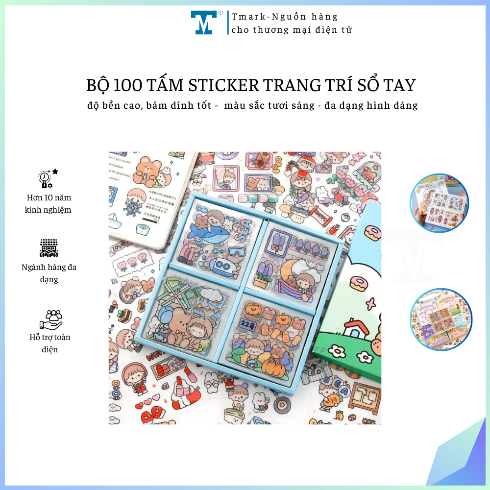 Bộ 60 tấm sticker trang trí sổ tay và bình nước dễ thương (Kiện 120 bộ)