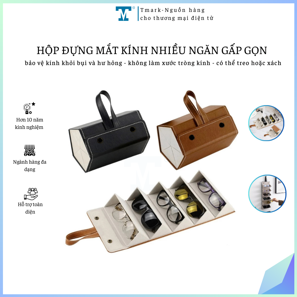 Hộp đựng mắt kính tiện ích, nhiều ngăn, gấp gọn khi không dùng Tmark