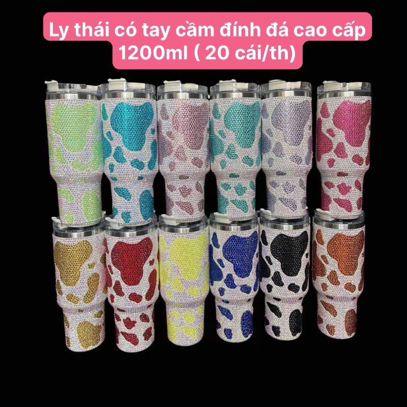 Ly thái có tay cầm xịn đính đá - 1200ml (Kiện 20 cái)