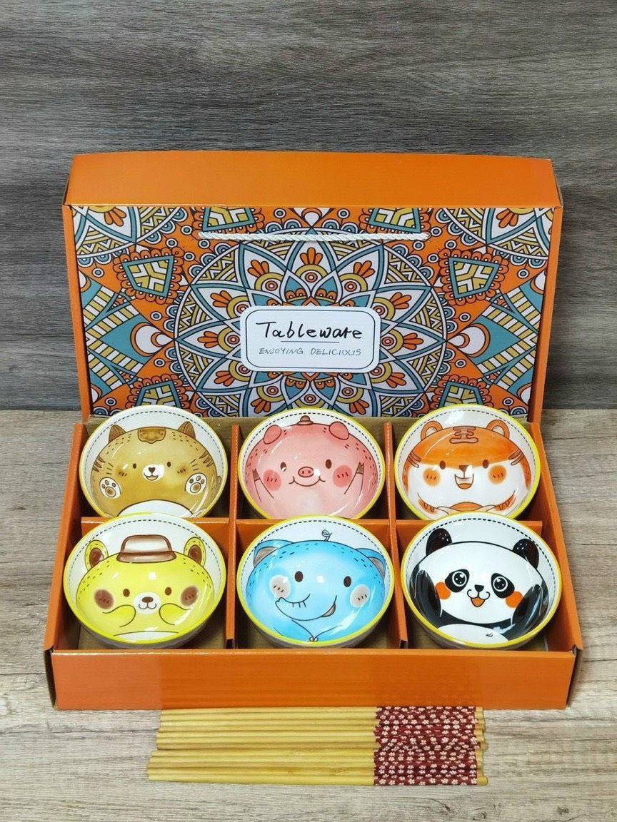 Set 6 chén 4D- hình thú (Kiện 14x3 bộ)(Hàng nguyên kiện)