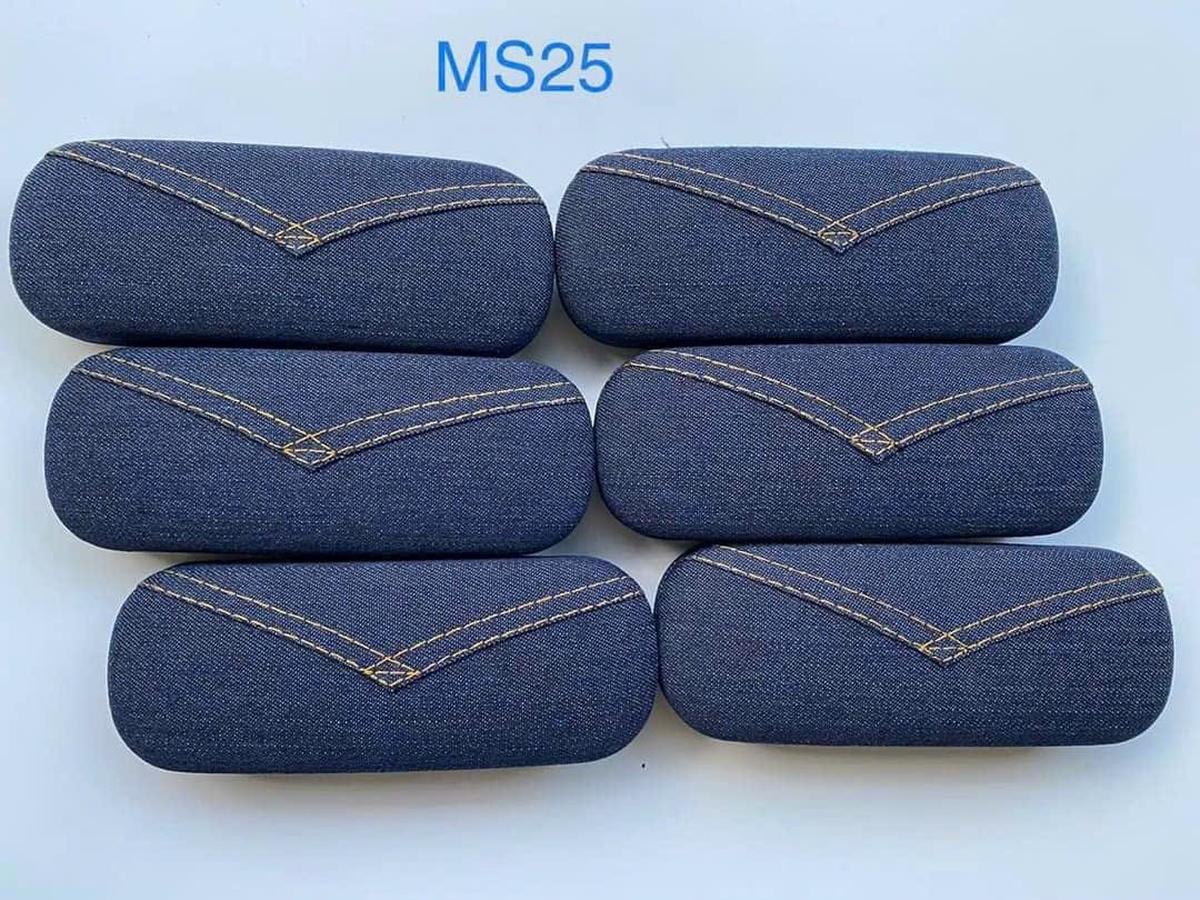 Hộp đựng kính bo tròn vải denim MS25