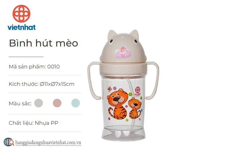 Bình hút nước trẻ em hình con mèo Việt Nhật mini min