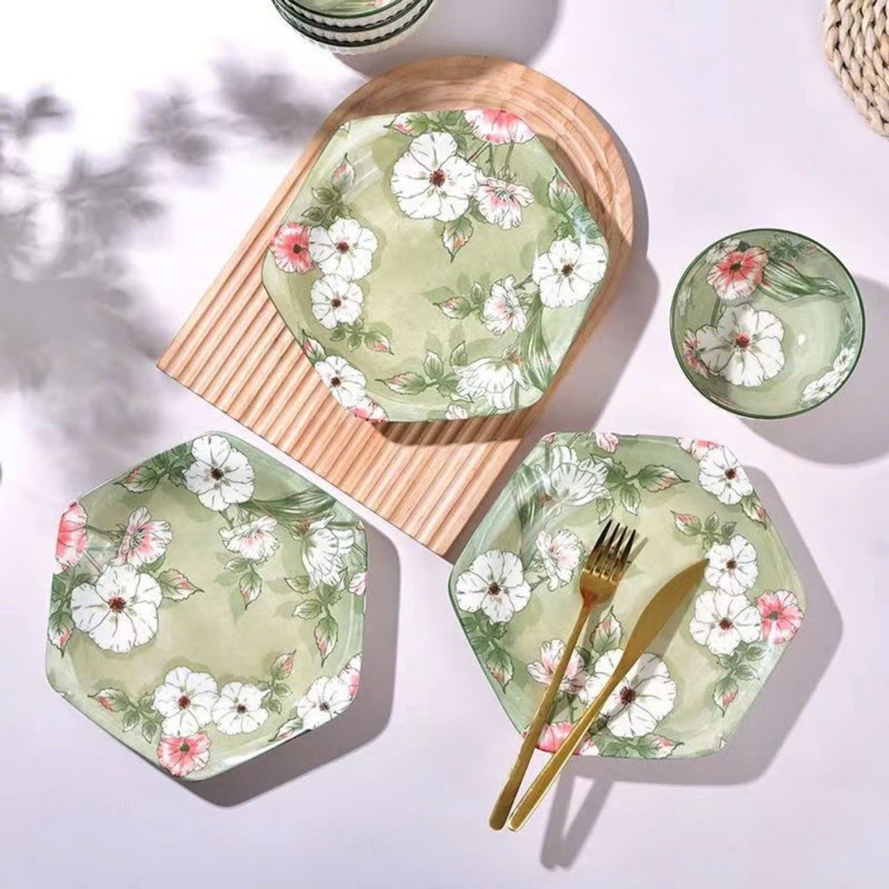 Đĩa sứ lục giác size 8 (Kiện 60 cái)(Hàng nguyên kiện)