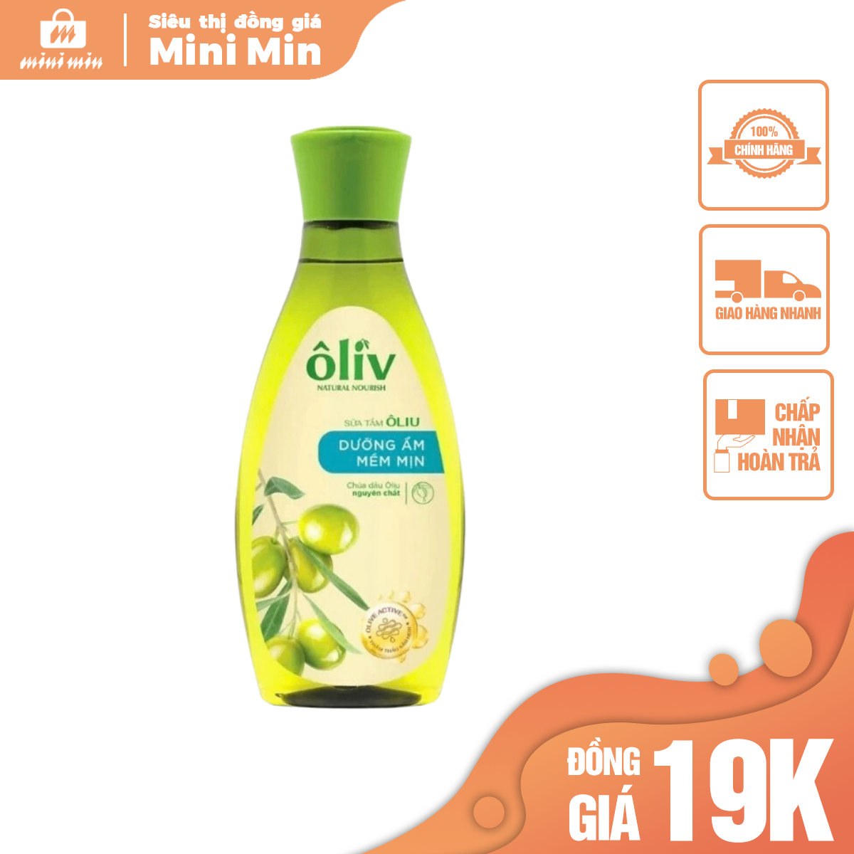 Sữa Tắm Dưỡng Da Oliv Dưỡng Ẩm Mềm Mịn 250ml Tmark (kiện 24 chai)