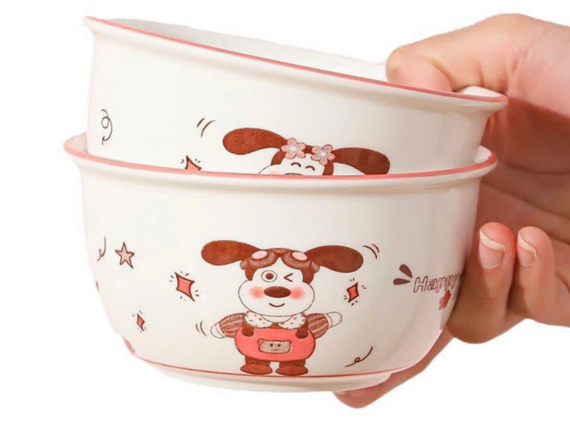 Bát sứ cún hồng size 4.5 (Kiện 120 cái)(Hàng nguyên kiện)