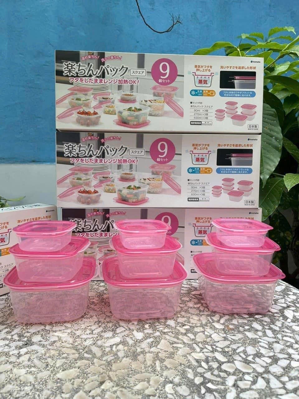 Bộ 9 hộp nhựa đựng thực phẩm cao cấp Nhật (kiện 72 bộ)