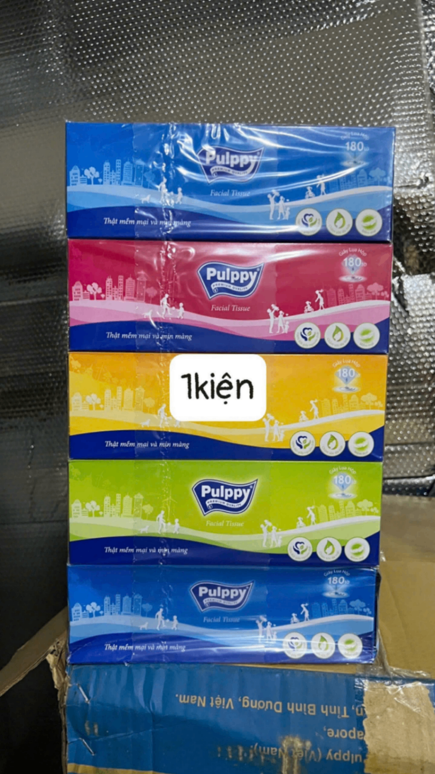 Hộp 180 tờ khăn giấy rút Pulppy chữ nhật (Kiện 50 gói) (hàng nguyên kiện)