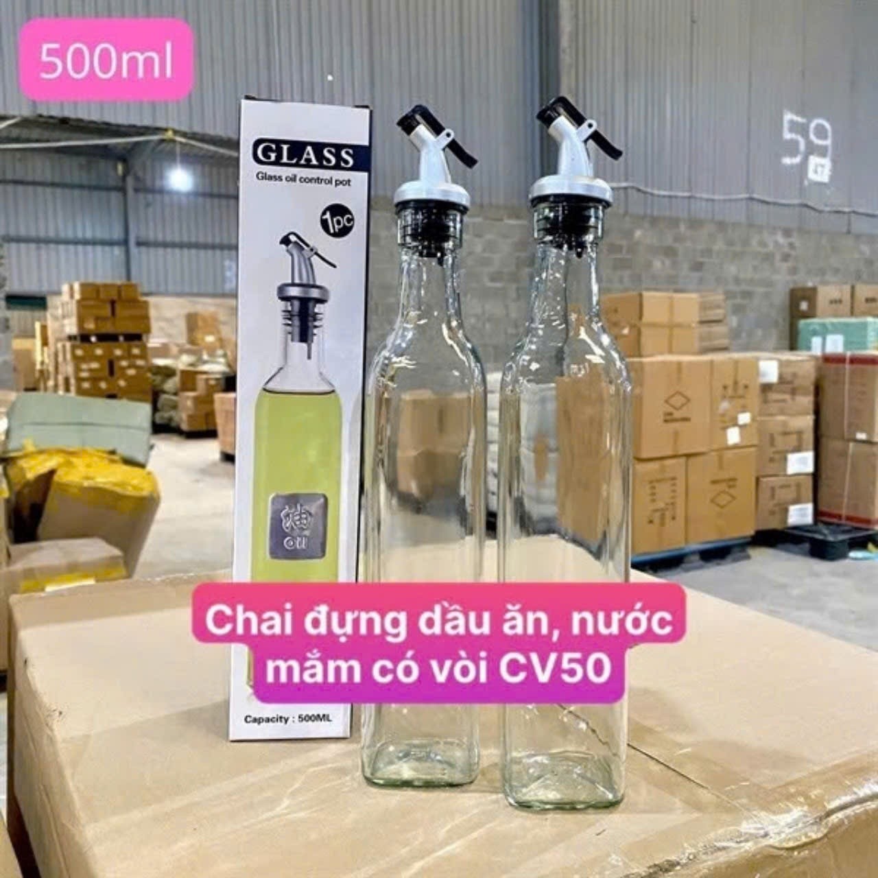 Chai đựng dầu ăn có vòi 500ml (Kiện 48 cái)