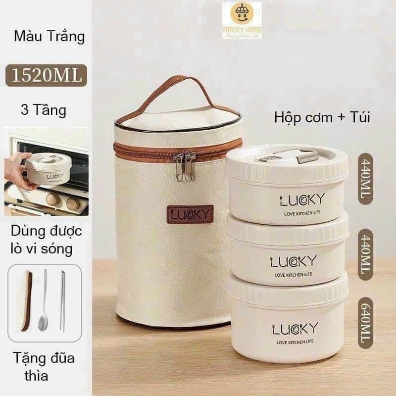 Hộp cơm 3 tầng kèm túi giữ nhiệt Tiện lợi Tmark ( Kiện 40 bộ)