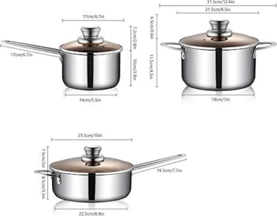 Bộ 2 nồi- 1 chảo inox Engelberg(Kiện 12 bộ)