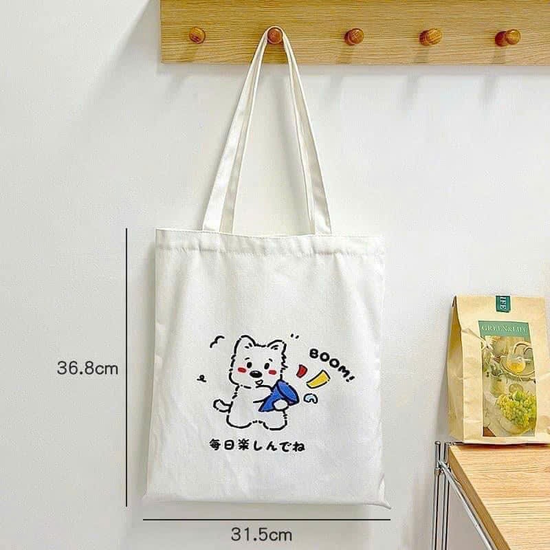 Túi Tote Vải Gấu Mèo Thỏ