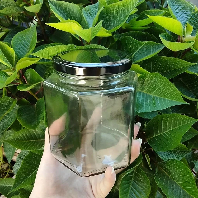 Hũ thủy tinh lục giác có nắp 500ml (Kiện 72 cái) (hàng nguyên kiện)