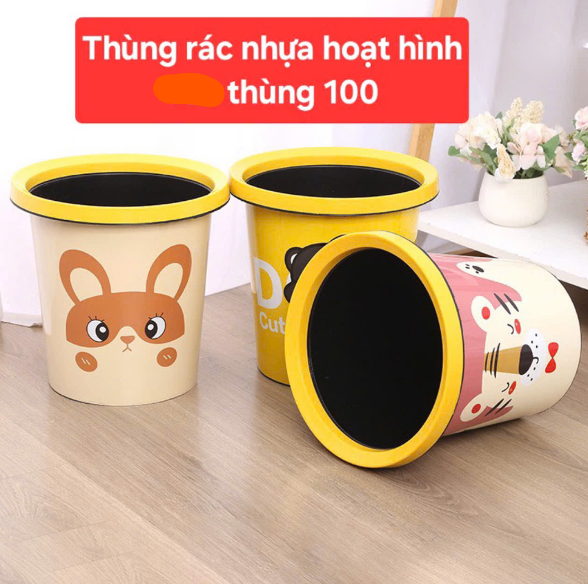 Thùng rác nhựa hoạt hình (Kiện 100 cái)