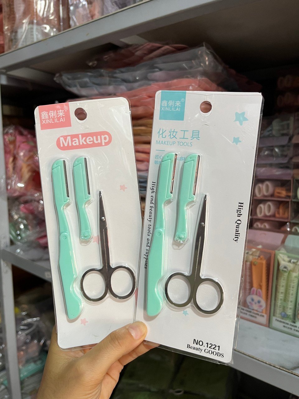 Set 3 dụng cụ dao tỉa lông mày kèm kéo (Kiện 192 set)