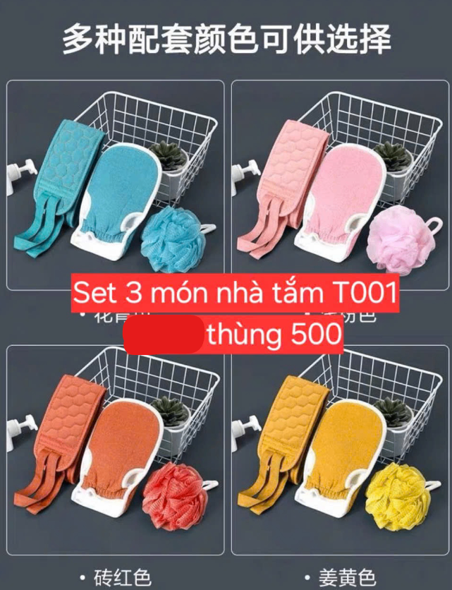 Set 3 món đồ tắm (Kiện 500 bộ)