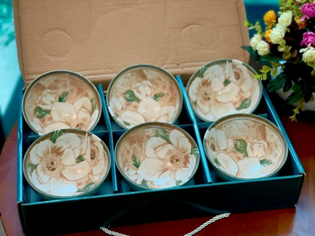 Set 6 chén sứ hoa trà A08 Tmark (Kiện 20 bộ)
