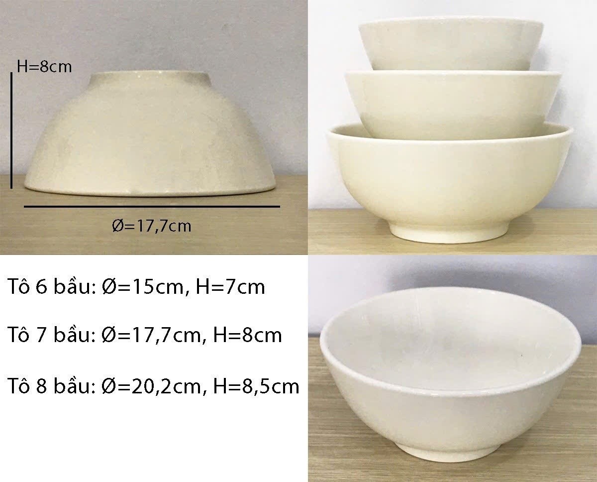 Tô 8 bầu sứ trắng dày (Kiện 100 cái) (Hàng nguyên kiện)