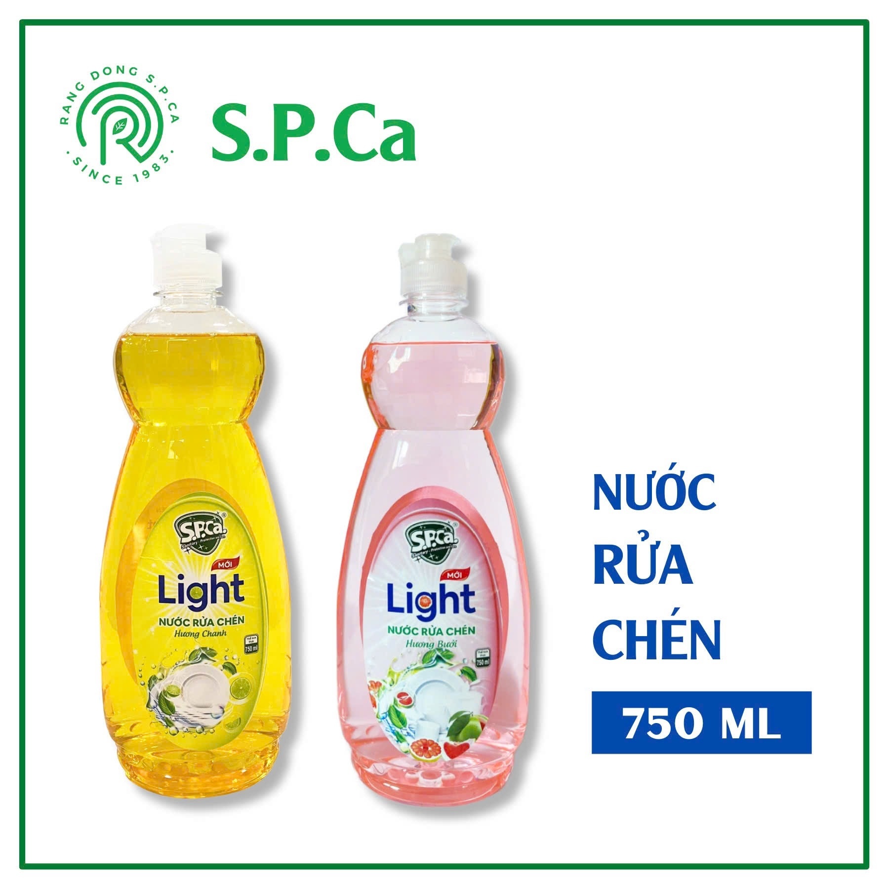 Nước Rửa Chén Light SPCa 750ml Hồng - Chiết Xuất Bưởi Diệt Khuẩn, Không Hại Da Tay Tmark