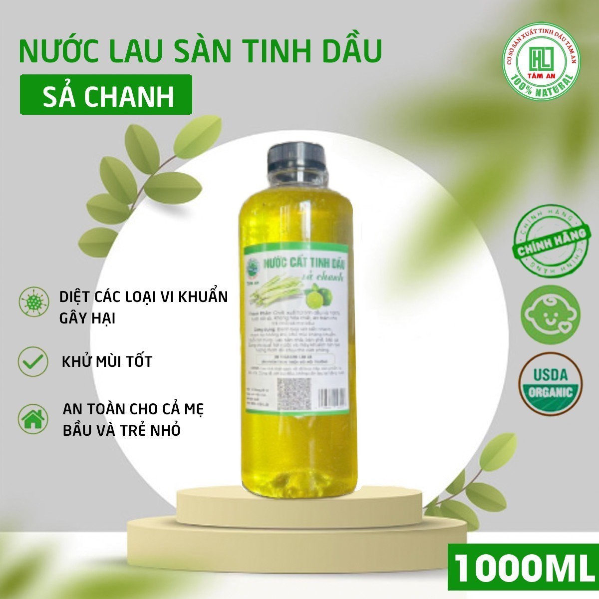 Nước lau sàn tinh dầu sả chanh 1000ml (Kiện 50 chai) (Hàng nguyên kiện)