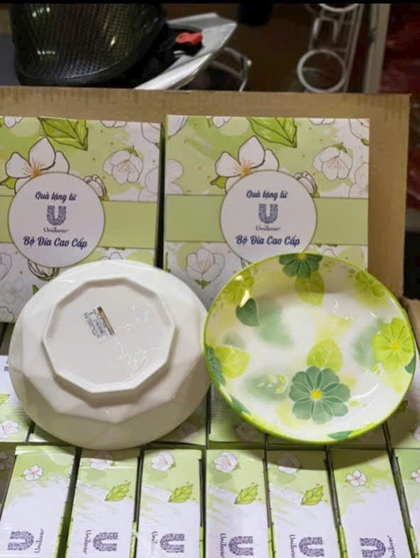 Hộp 2 cái đĩa hoa xanh (Kiện 18 bộ)