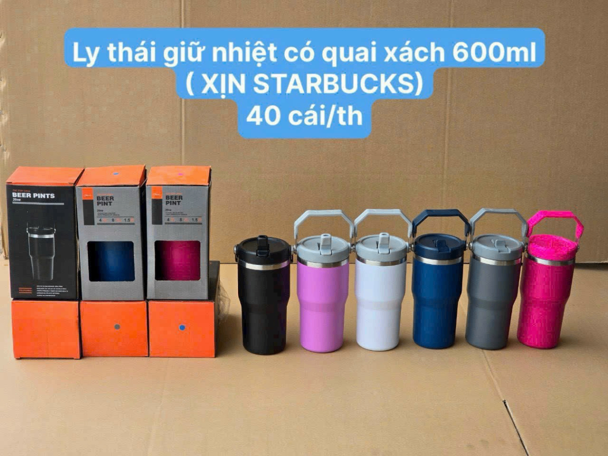 Ly thái giữ nhiệt có quai xách 600ml Tmark (Kiện 40 cái)