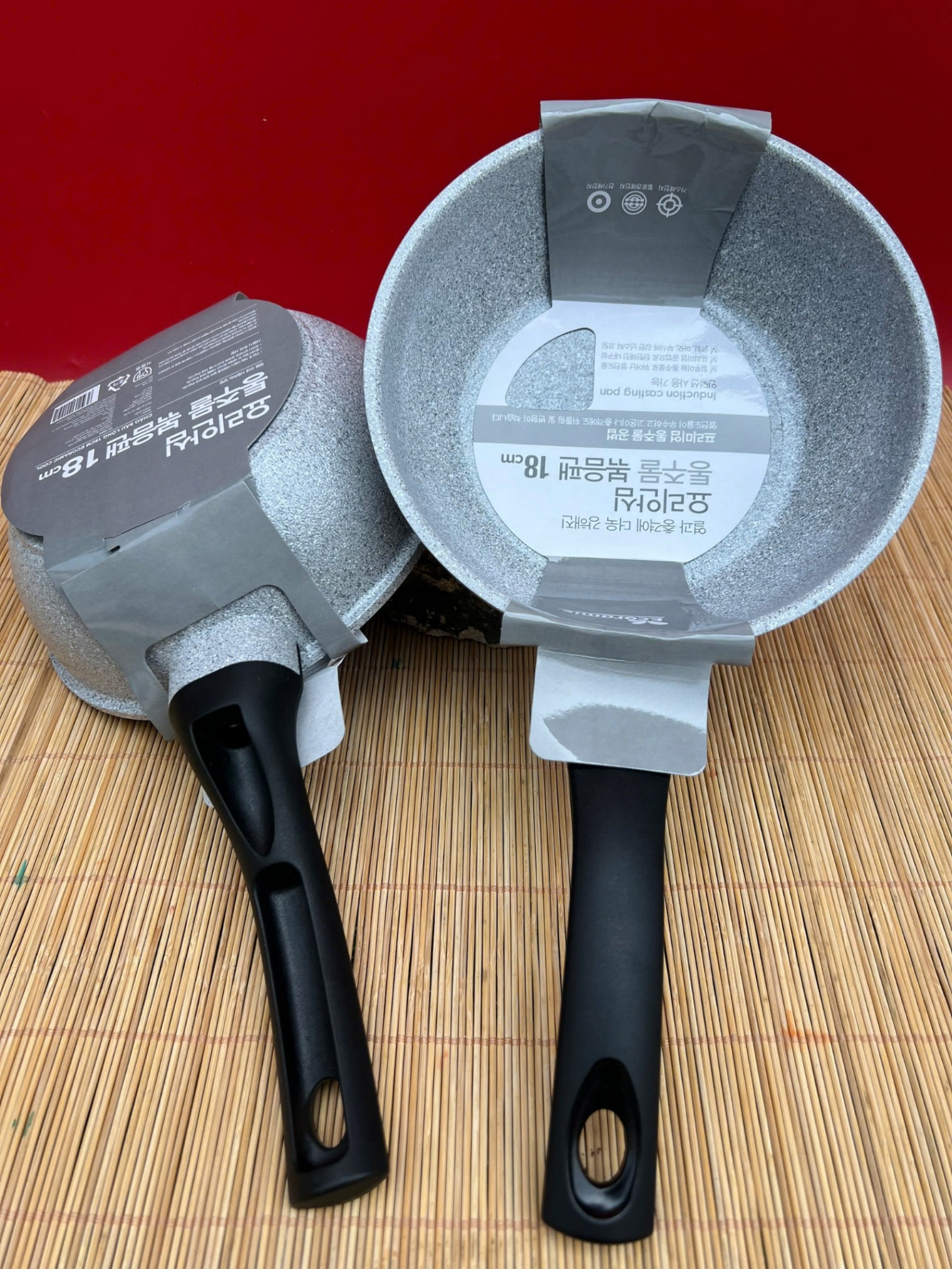 Chảo vân đá Ecoramic 18cm Tmark - Sâu lòng, siêu bền, an toàn sức khỏe (Kiện 20 cái)