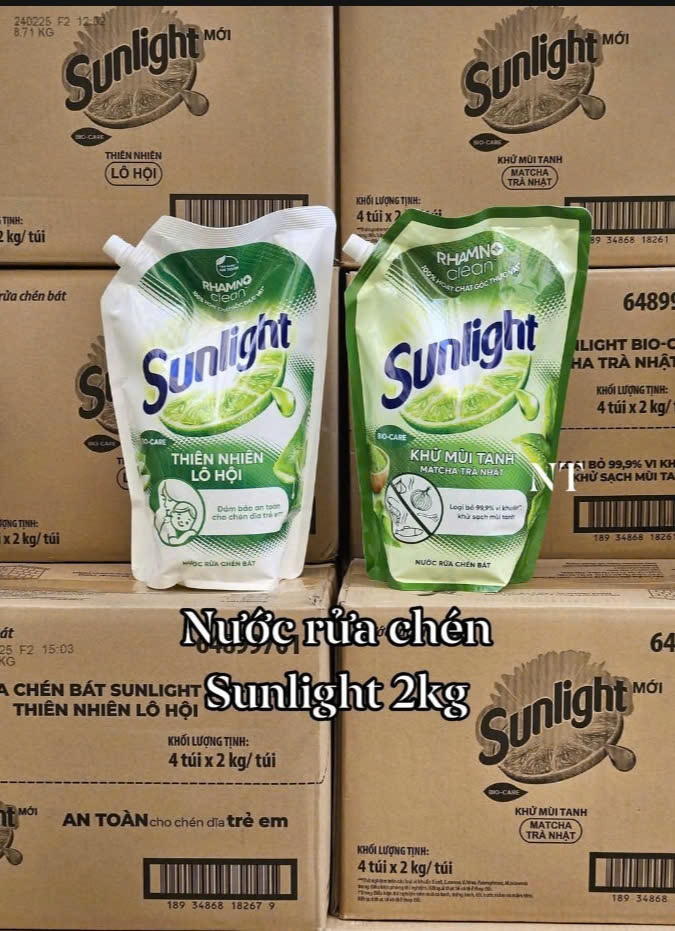 Nước rửa chén sunlight 2kg (Kiện 4 túi)(Hàng nguyên kiện)