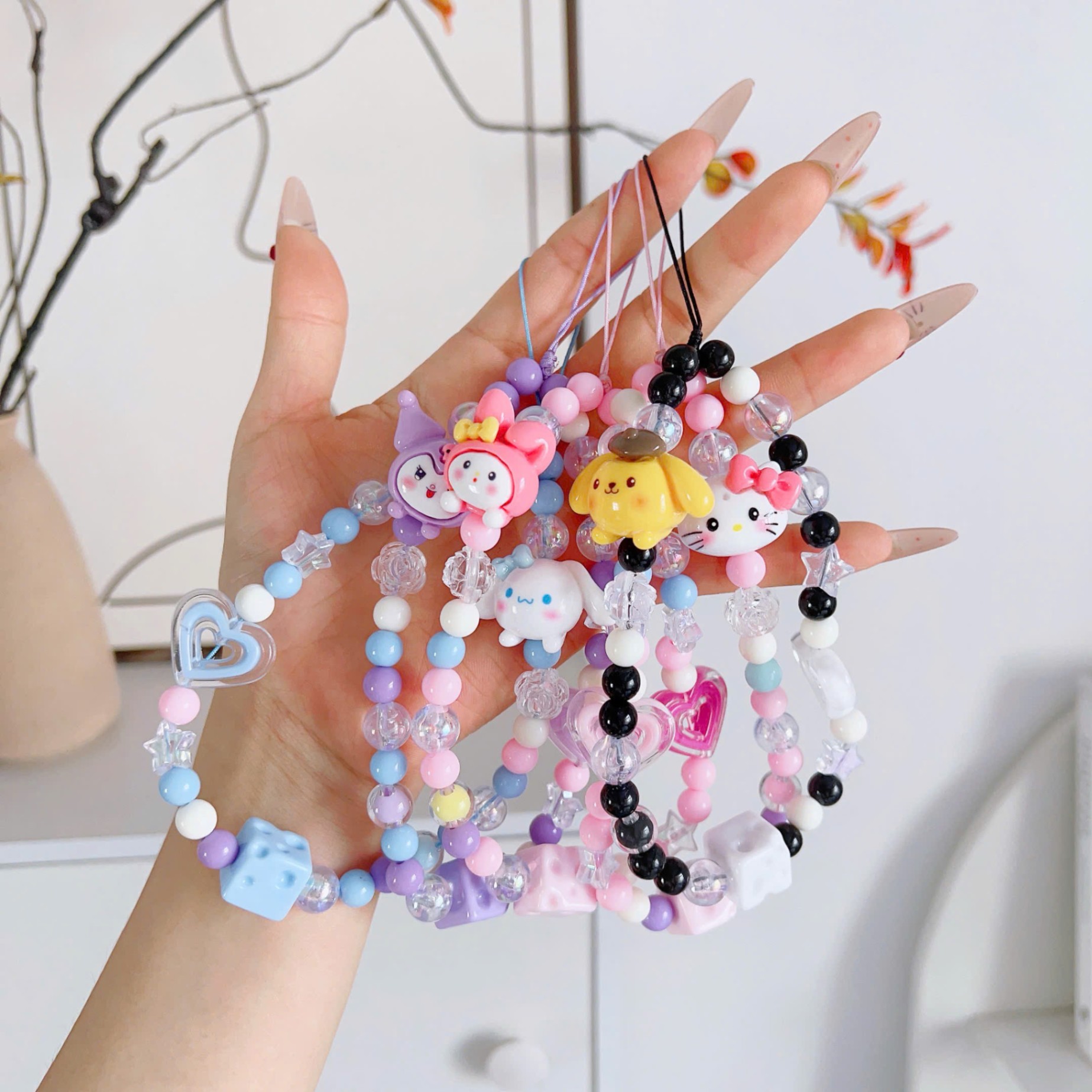 vòng hạt, dây đeo điện thoại hình ma mèo ( kiện 50 ) ( hàng nguyên kiện)