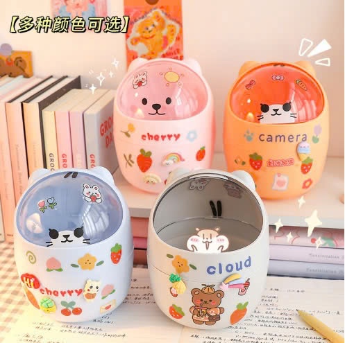 Thùng rác mini để bàn nắp gấu (Kiện 84 cái)