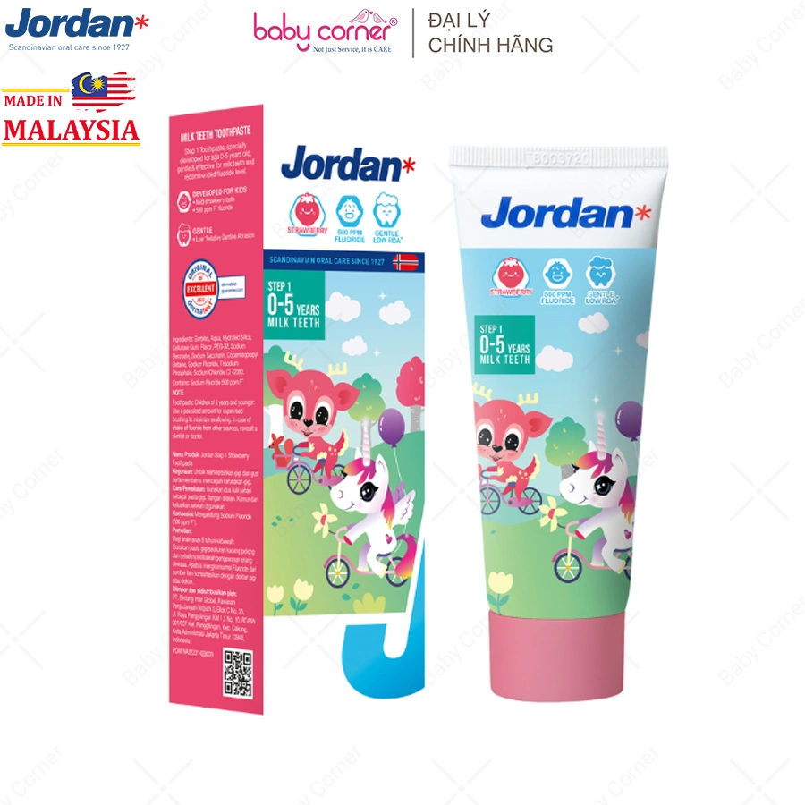 JORDAN Kem đánh răng TE Dâu 0-5 Tuổi 75g ( New) ( Kiện 100) ( Hàng nguyên kiện)