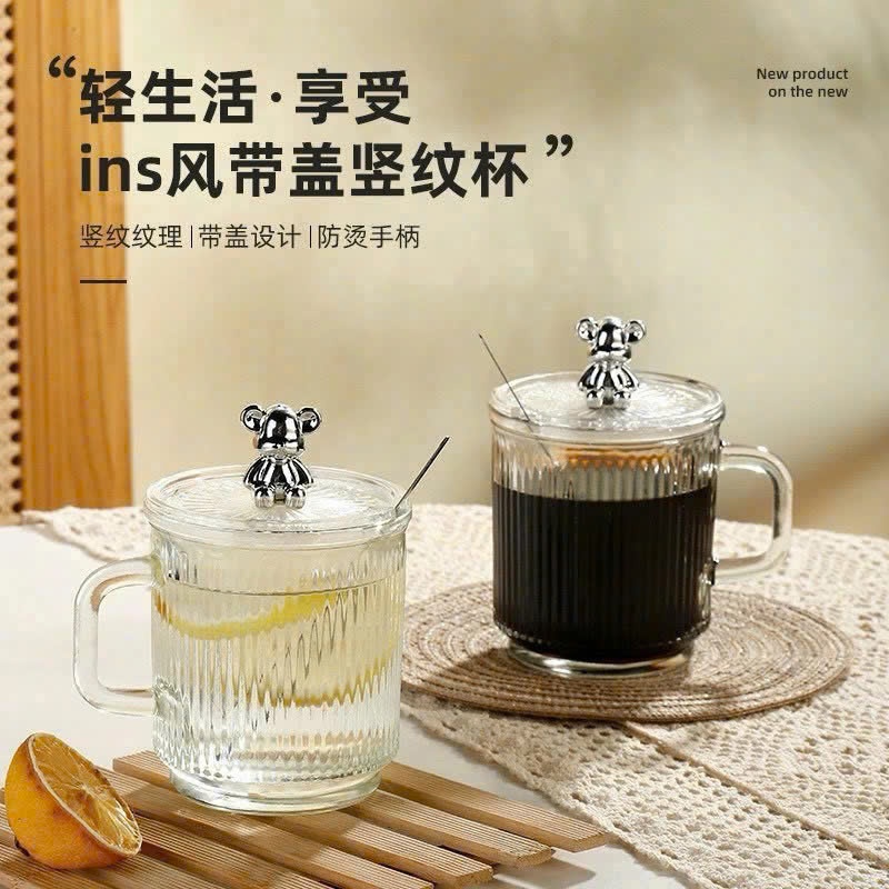 Ly thủy tinh sọc nắp gấu (Kiện 72 cái)(Hàng nguyên kiện)