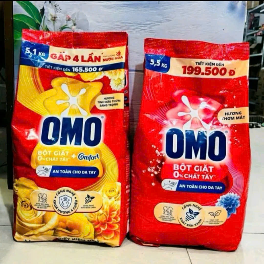 Bột giặt Omo Comfort tinh dầu thơm 5,1kg (Kiện 3 túi) (Hàng nguyên kiện)