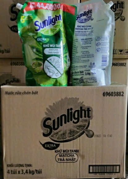 Nước rửa chén Sunlight hương chanh 3,3kg (Kiện 4 túi) (Hang nguyên kiện)