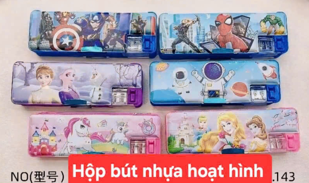 Hộp bút nhựa hoạt hình (Kiện 192 cái)