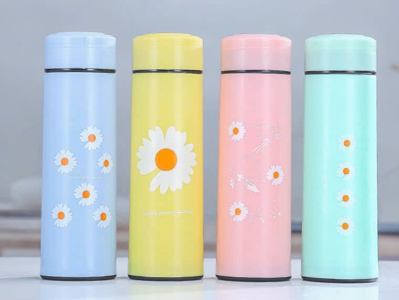 Bình thủy tinh họa tiết hoa cúc pastel 400ml Tmark (Kiện 80 cái)