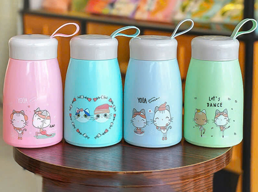 Bình thủy tinh họa tiết mèo 350ml (kiện 80 cái)(Hàng nguyên kiện)