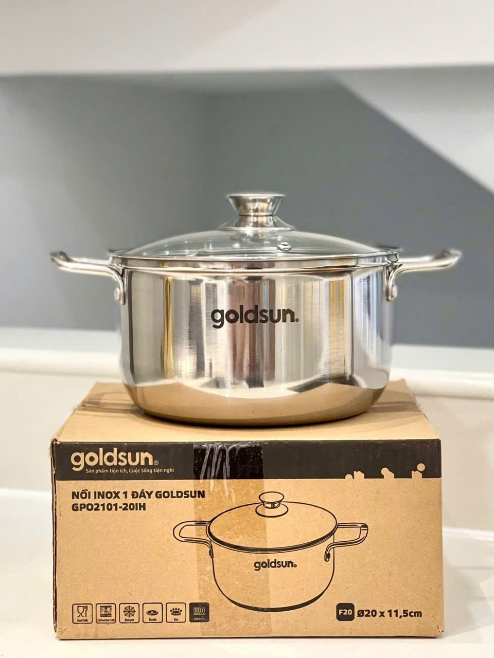 Nồi inox 1 đáy goldsun (kiện 12 cái)