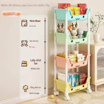 Kệ gấu 4 tầng đựng đồ đa năng có bánh xe dễ dàng di chuyển Tmark