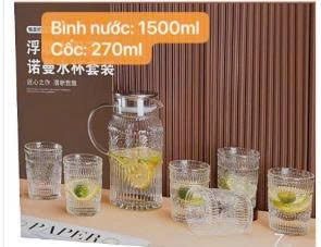 Bộ bình cốc đồng tiền trắng TYHSJ7 (Kiện 8 bộ) (hàng nguyên kiện)