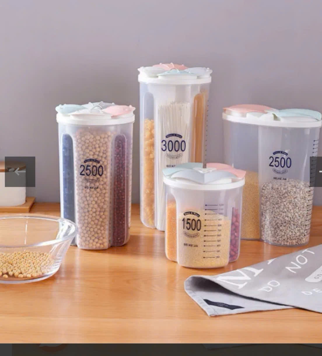 Hộp đựng hạt ngũ cốc 2500ml chia ngăn tiện lợi Tmark (Kiện 45 cái)