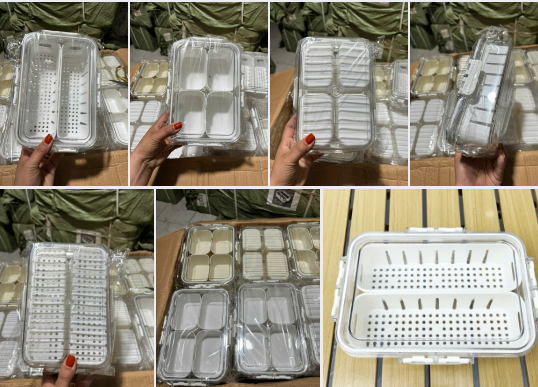 Hộp bảo quản đồ ăn có khay trong tủ lạnh Tmark (Kiện 48 cái)