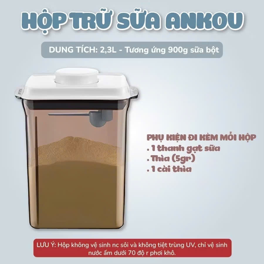 Hộp trữ sữa Ankou Mozio hút chân không cao cấp - Trắng-Nâu - 2.3l